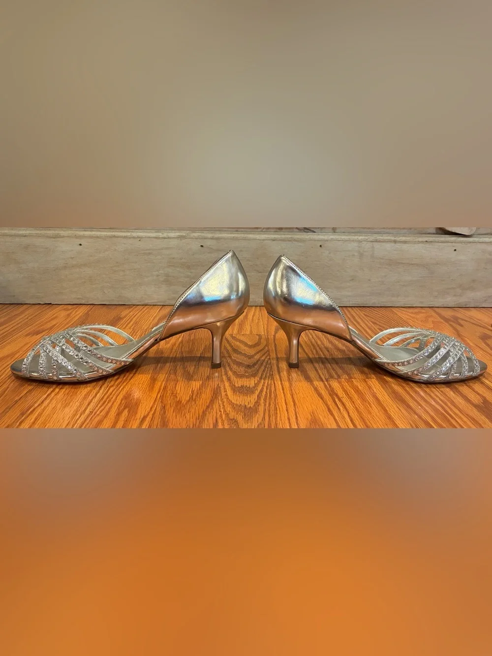 Nina New York Silver Rhinestone Evening Heels D-Orsay Pumps Size 6.5M